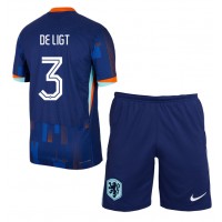Maglia Calcio Paesi Bassi Matthijs de Ligt #3 Seconda Divisa Bambino Europei 2024 Manica Corta (+ pantaloncini)